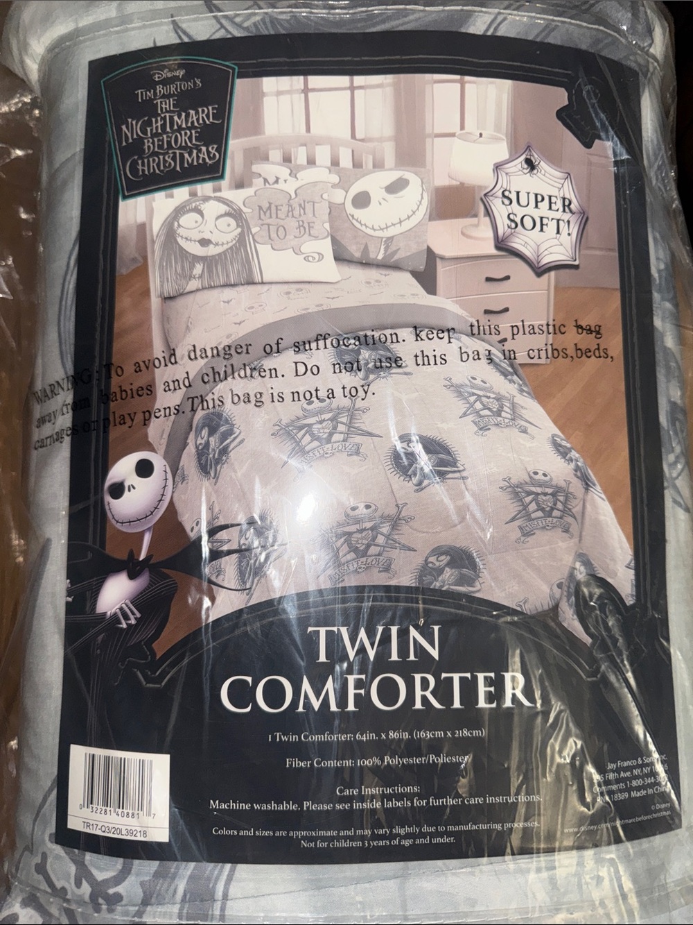 Disney The Nightmare Before Christmas Twin Comforter - Gray